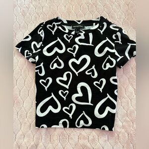 Black and white heart crop top